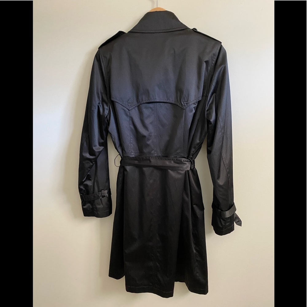 🎉🎉HP🎉🎉 Dana Buchman black all-season belted trench coat style size M - Picture 4 of 10